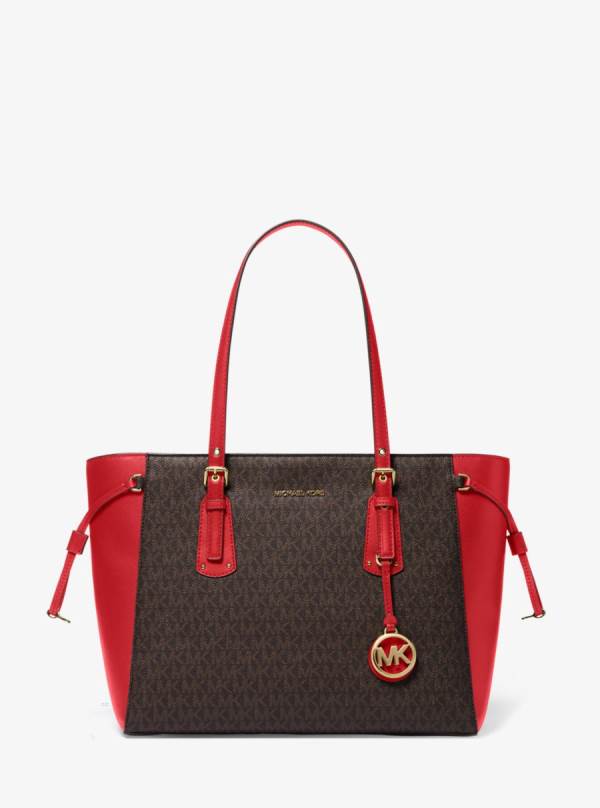 Damske Prenosná Taška Michael Kors Voyager Medium Logo Červené - Kabelky Michael Kors Slevy | POXDE-9120